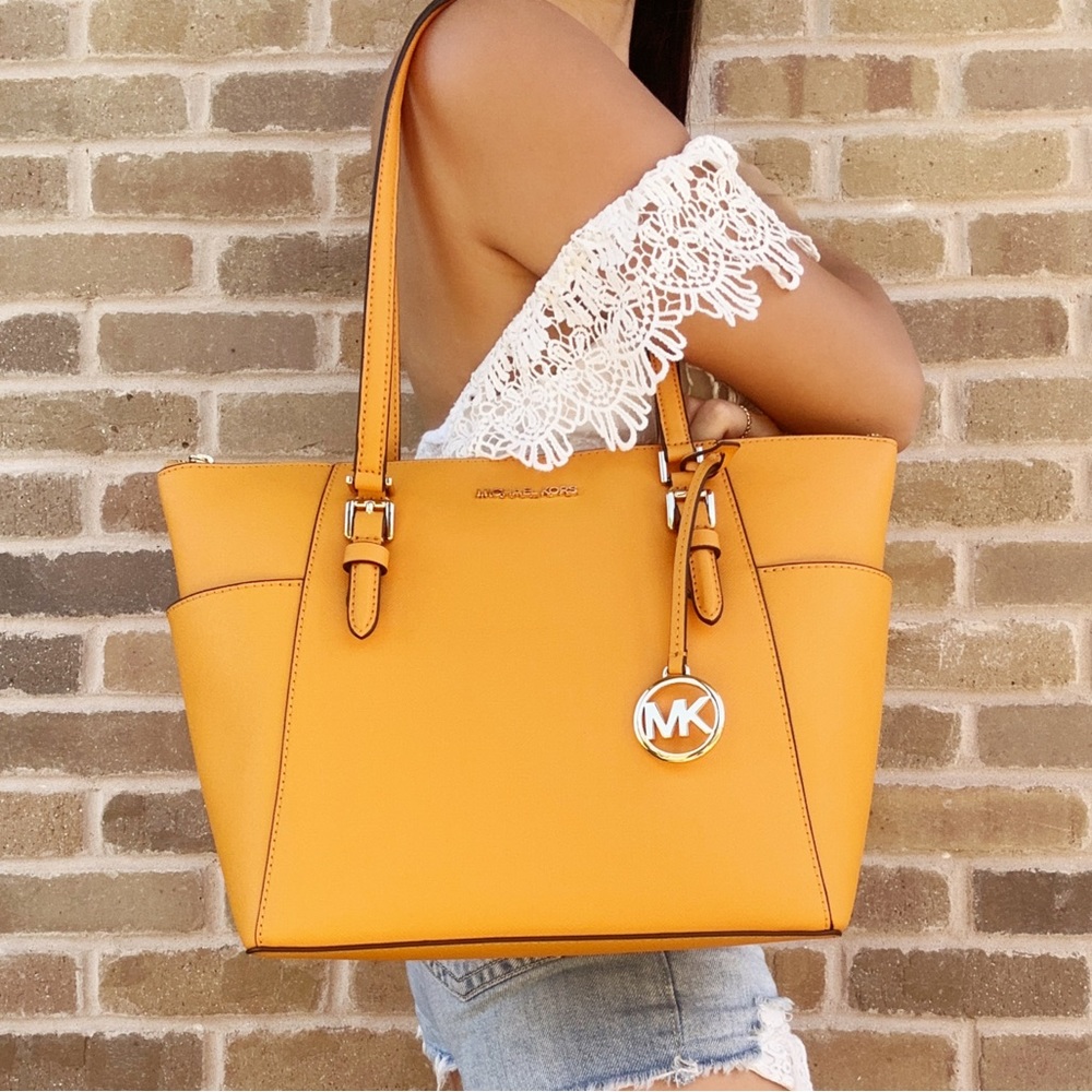 Michael Kors Large Top Zip Tote Yellow Saffiano Leather